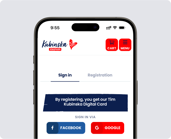 Register at Kubínska ESKIPASS e-shop
